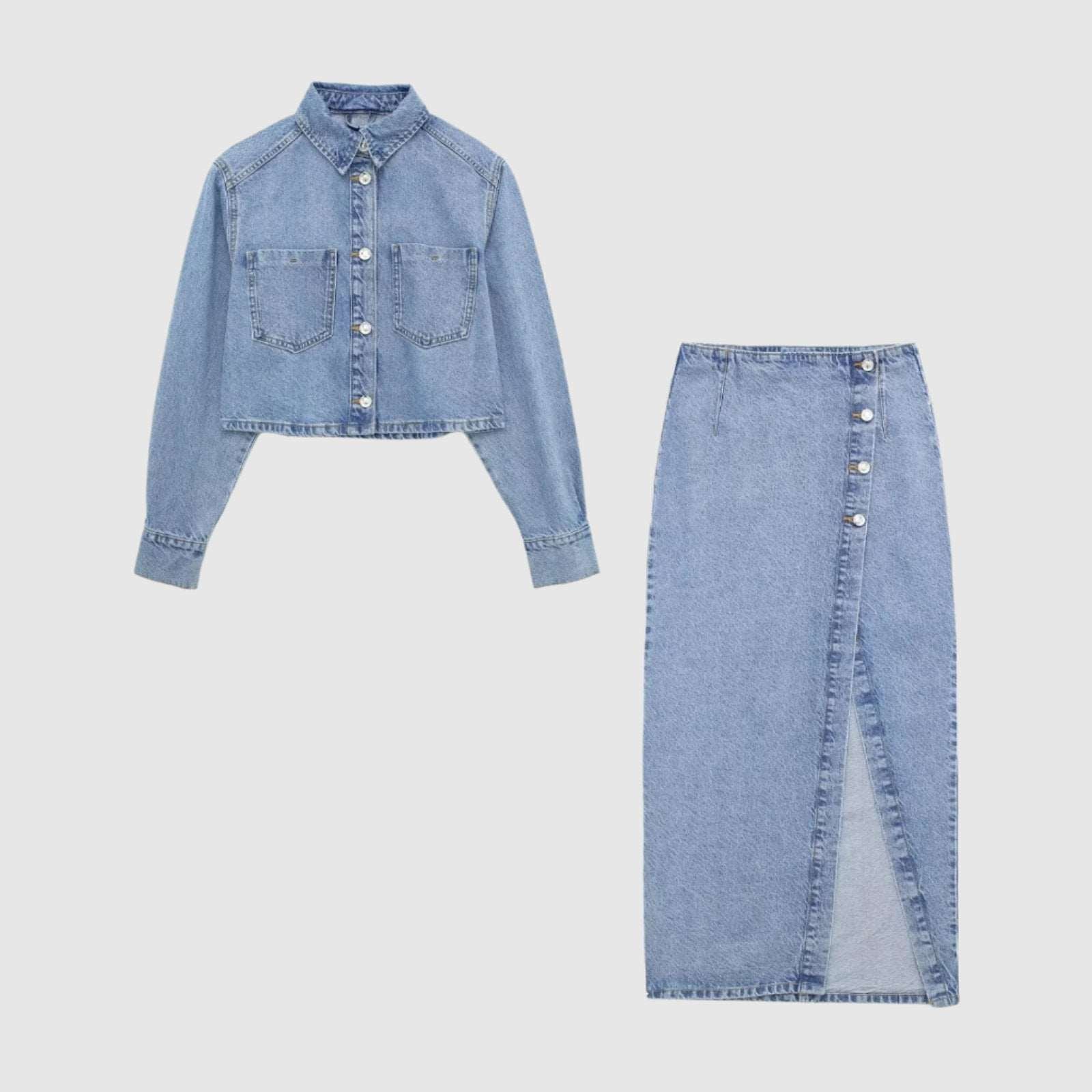 Women's Short Denim Jacket or Mid-length Denim Skirt - ChoreGirl