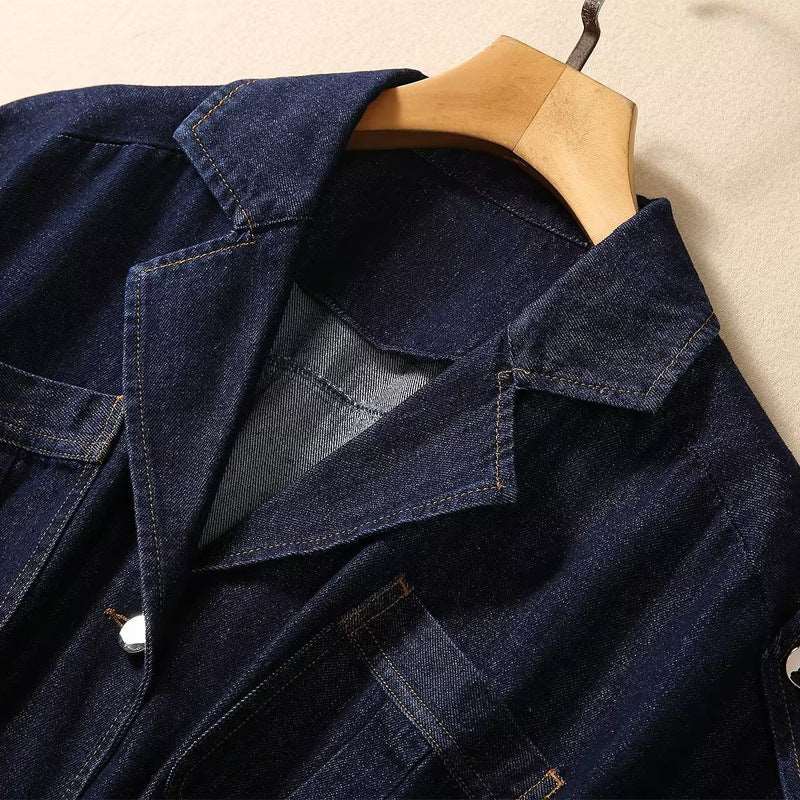 Women's Short Sleeve Gradient Color Fashion Waist-controlled Denim Dress - ChoreGirl