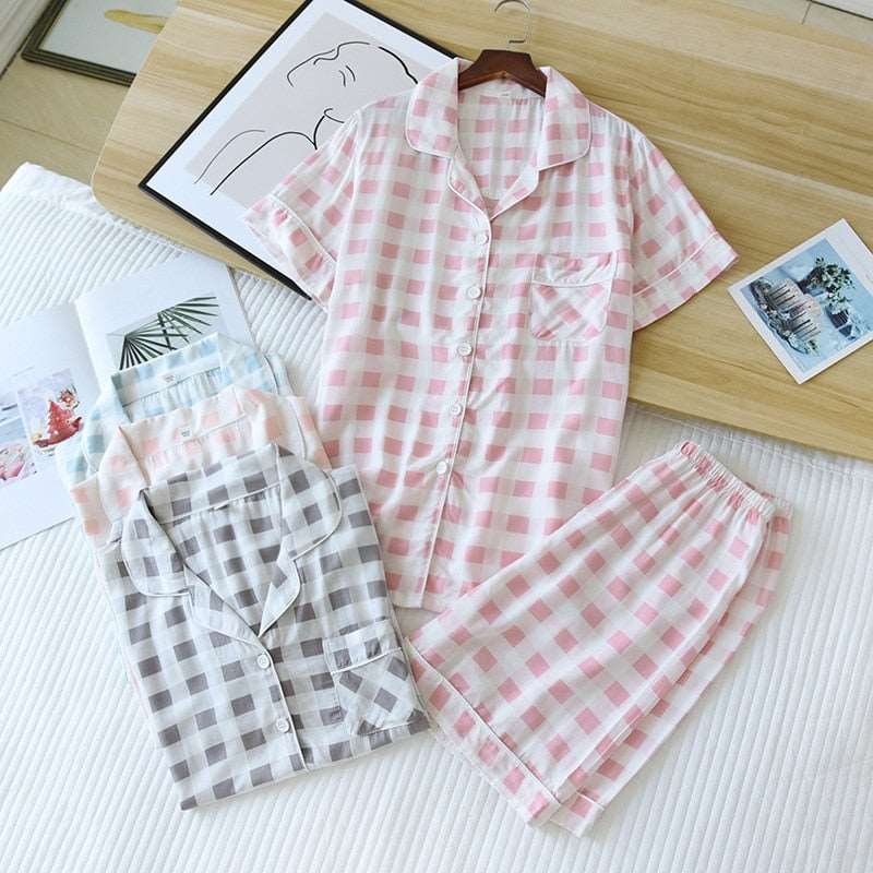 Women's Short Sleeve Shirt and Shorts Sleepwear Set - ChoreGirl