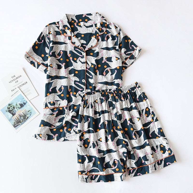 Women's Short Sleeve Shirt and Shorts Sleepwear Set - ChoreGirl