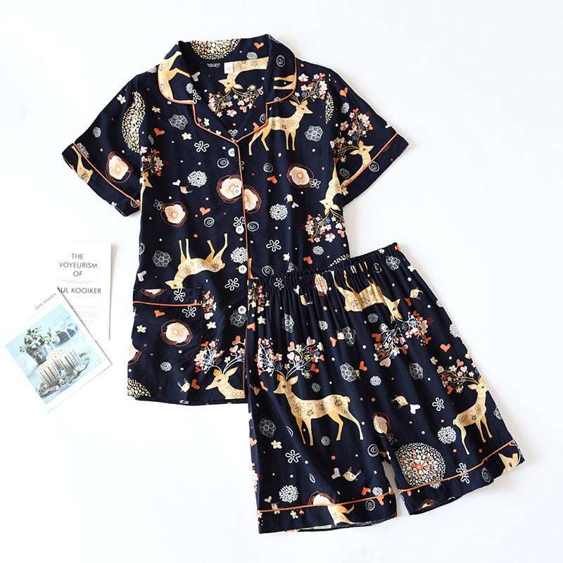 Women's Short Sleeve Shirt and Shorts Sleepwear Set - ChoreGirl