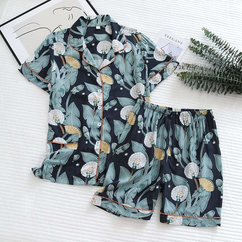 Women's Short Sleeve Shirt and Shorts Sleepwear Set - ChoreGirl