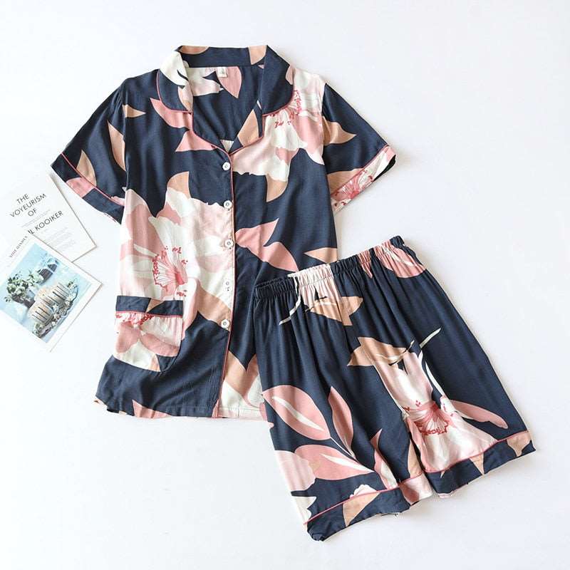 Women's Short Sleeve Shirt and Shorts Sleepwear Set - ChoreGirl
