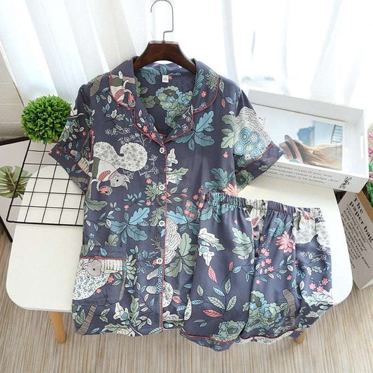 Women's Short Sleeve Shirt and Shorts Sleepwear Set - ChoreGirl