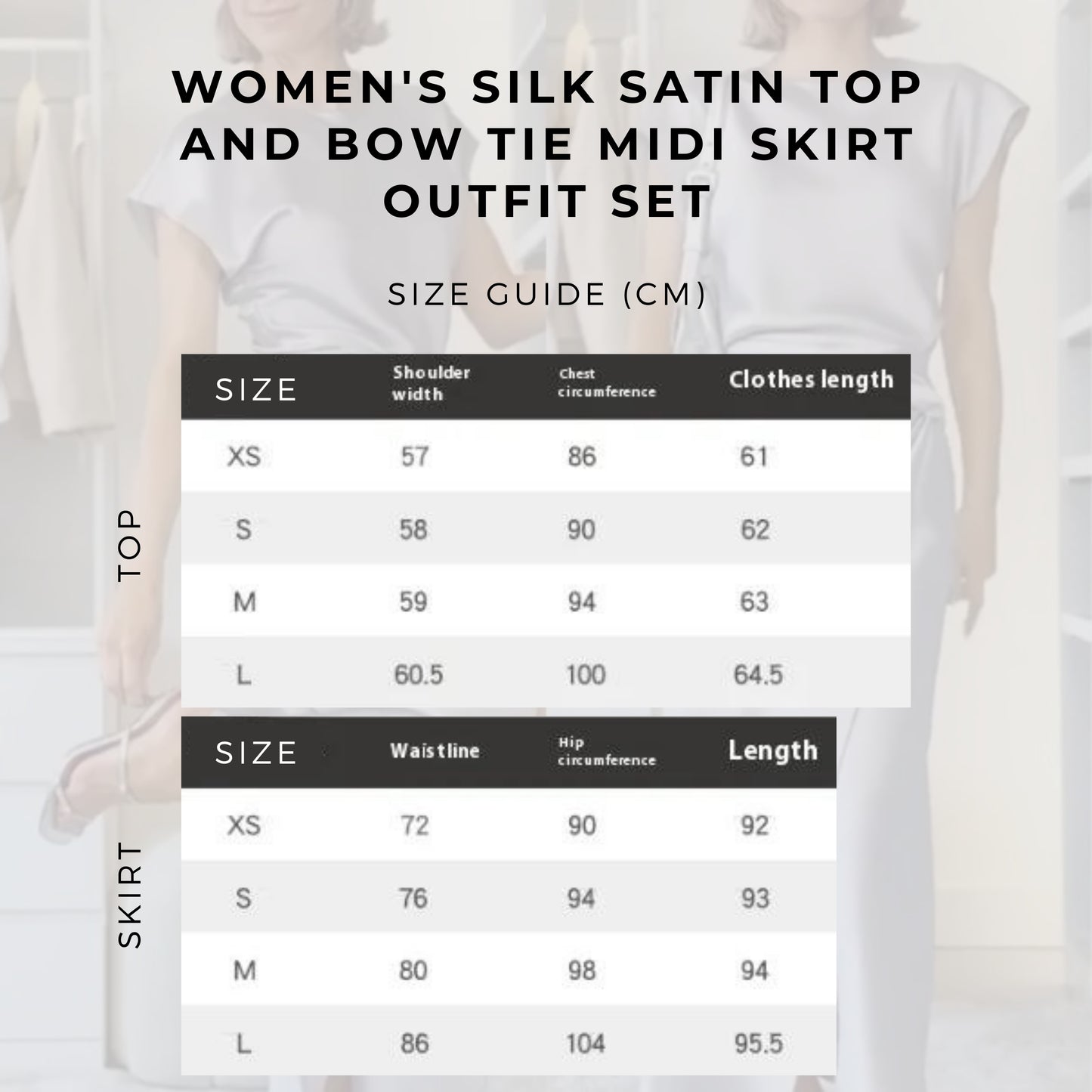 Women's Silk Satin Top and Bow Tie Midi Skirt Outfit Set - ChoreGirl