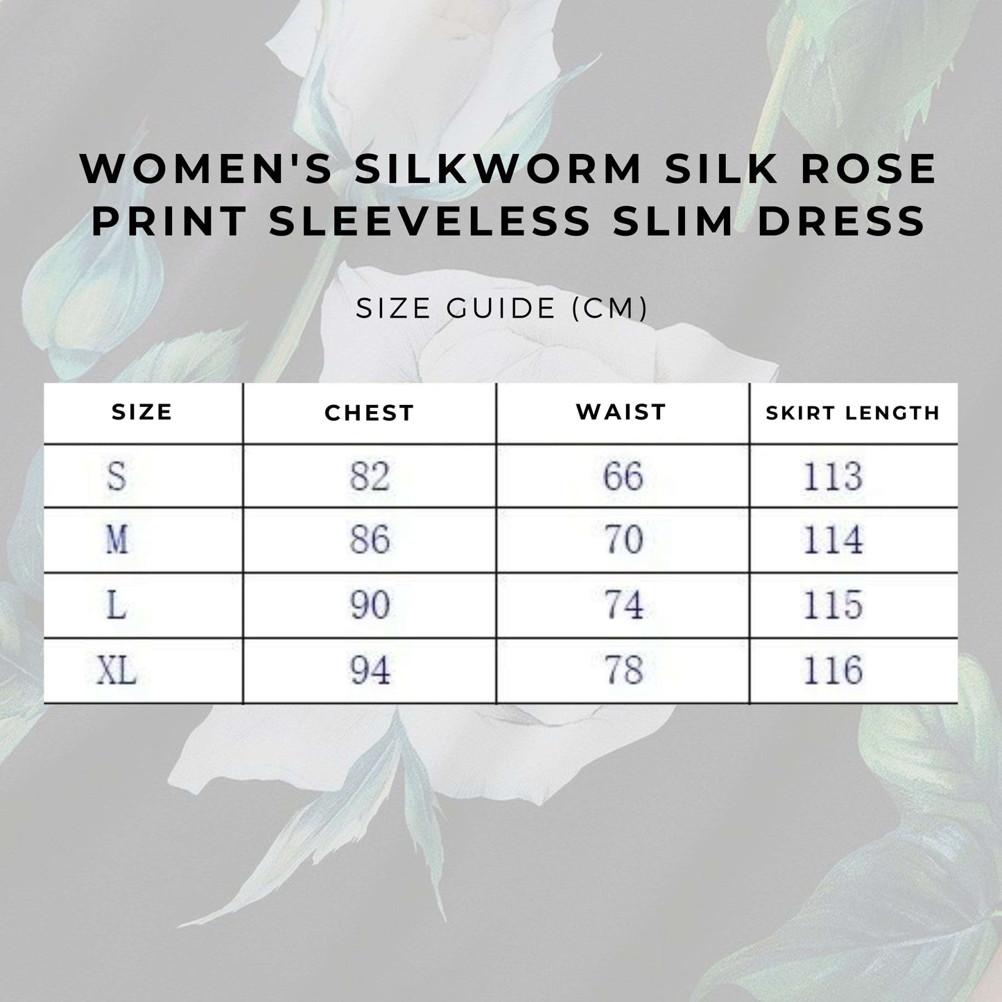 Women's Silkworm Silk Rose Print Sleeveless Slim Dress - ChoreGirl