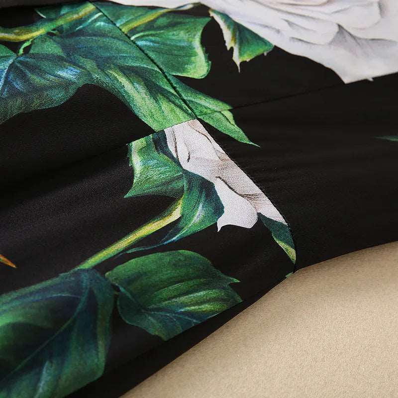 Women's Silkworm Silk Rose Print Sleeveless Slim Dress - ChoreGirl