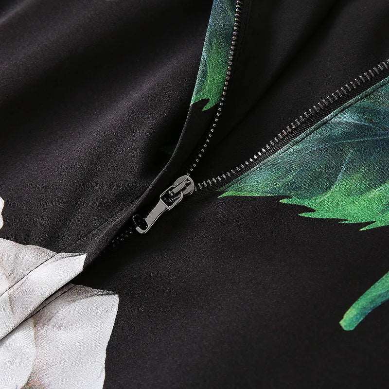 Women's Silkworm Silk Rose Print Sleeveless Slim Dress - ChoreGirl