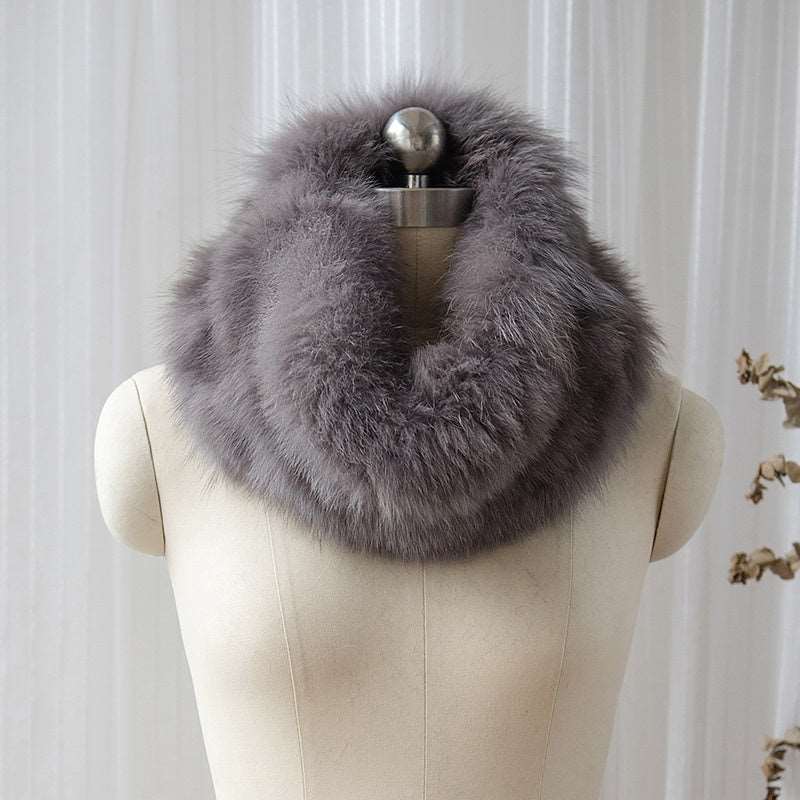 Women's Silver Fox Fur Tube Scarf - ChoreGirl
