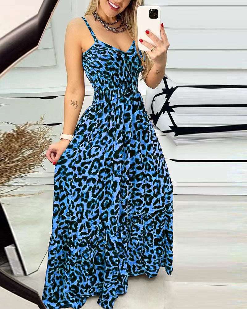 Women's Simple Casual V-neck High Waist Long Dress - ChoreGirl