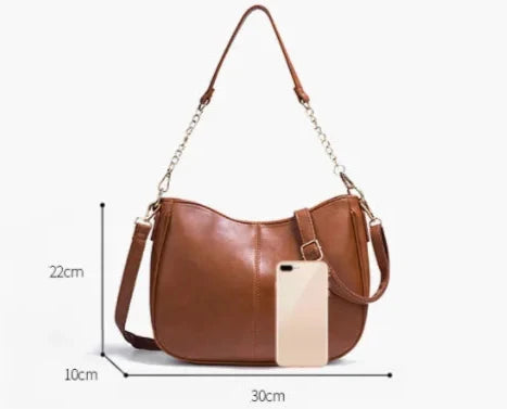 Women's Simple PU Leather Shoulder Messenger Bag - ChoreGirl