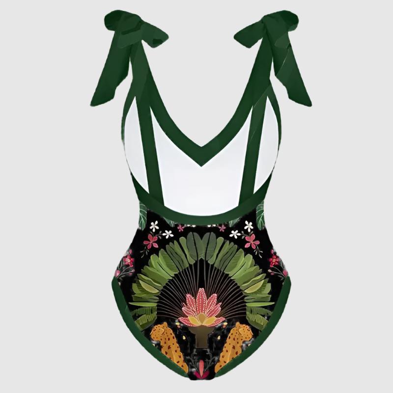 Women's Skinny Slimming One-piece Swimsuit with Cover-up Scarf - ChoreGirl