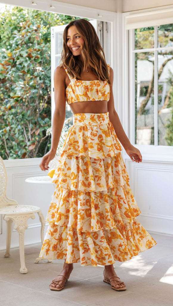 Women's Sleeveless Top and Long Skirt Outfit Set - ChoreGirl