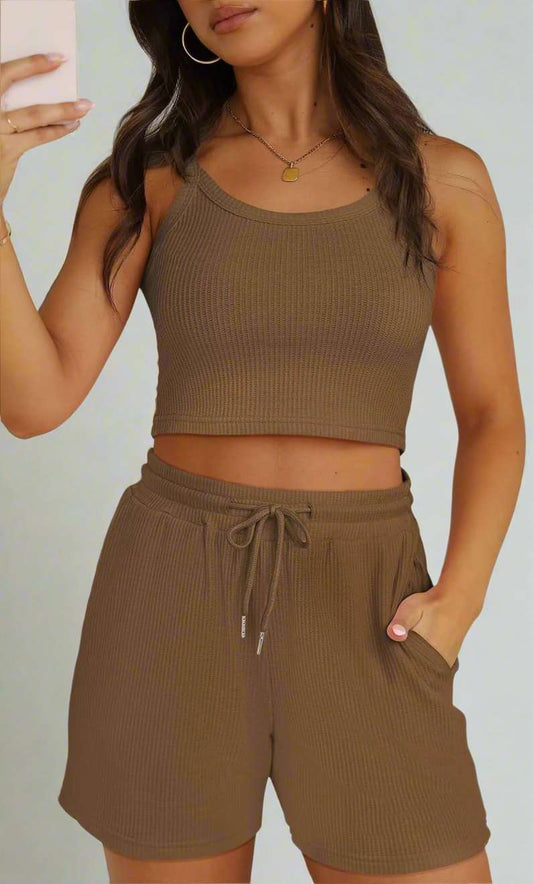 Women's Sleeveless Top and Shorts Loungewear Set - ChoreGirl
