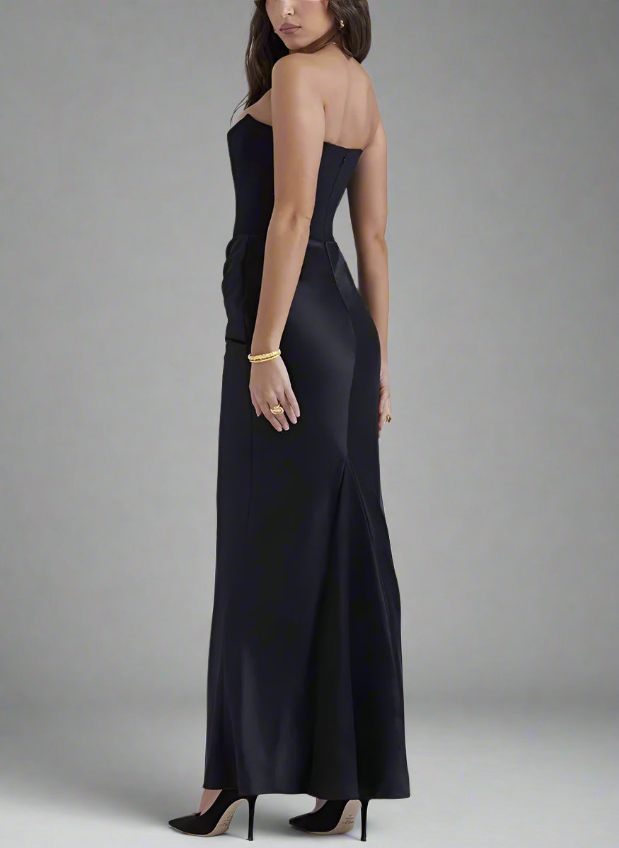 Women's Slim Bandeau Tube Long Backless Evening Dress - ChoreGirl