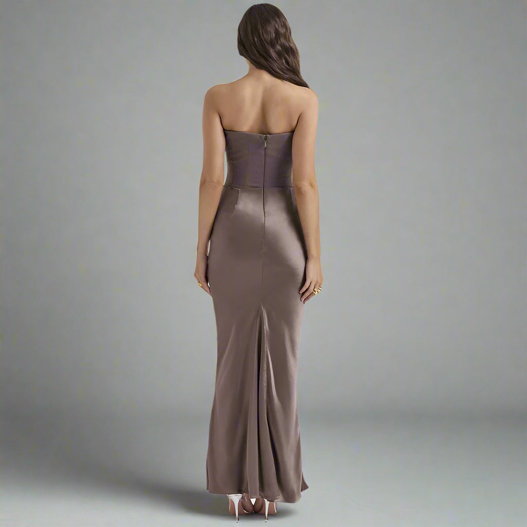 Women's Slim Bandeau Tube Long Backless Evening Dress - ChoreGirl