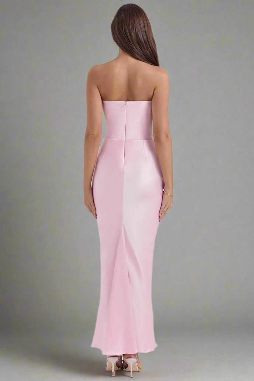 Women's Slim Bandeau Tube Long Backless Evening Dress - ChoreGirl