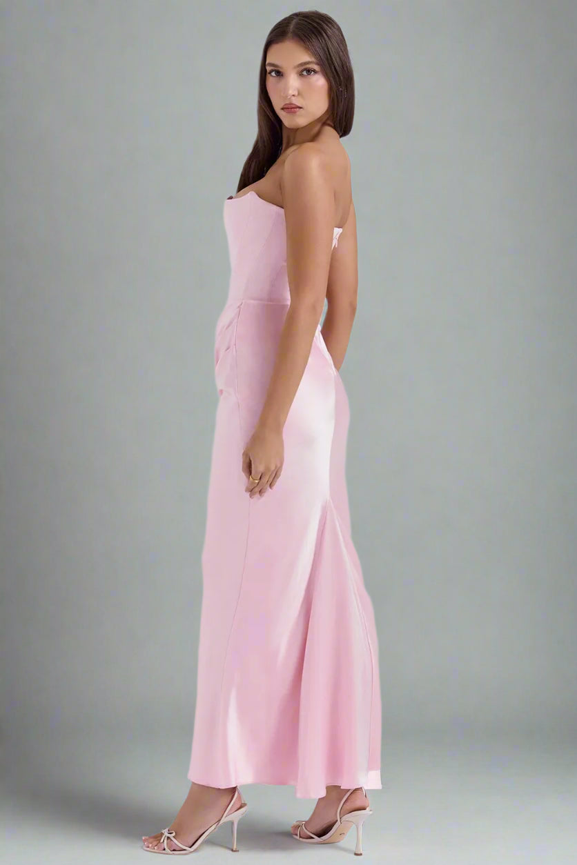 Women's Slim Bandeau Tube Long Backless Evening Dress - ChoreGirl