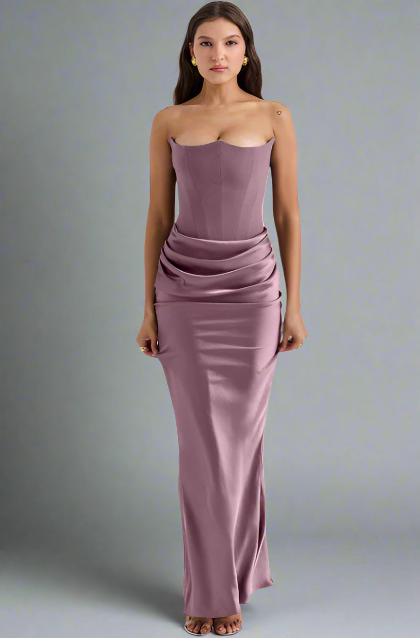 Women's Slim Bandeau Tube Long Backless Evening Dress - ChoreGirl