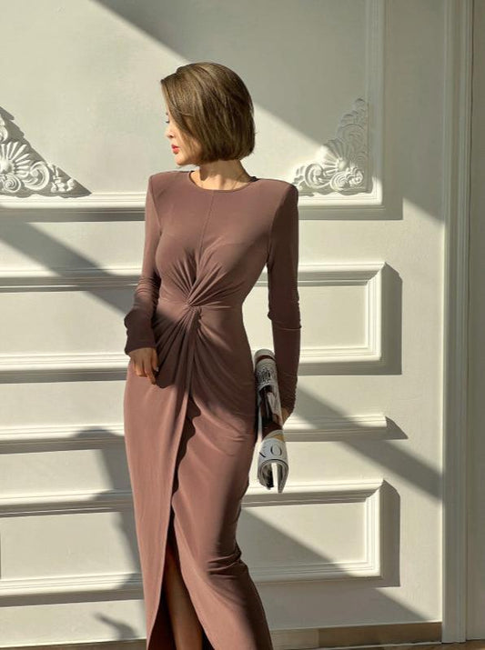 Women's Slim Fit Round Neck Dress - ChoreGirl