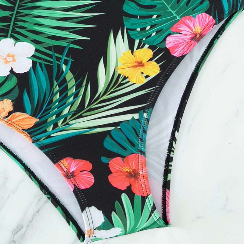 Women's Slimming Floral Hollow Cut One-piece Swimsuit - ChoreGirl