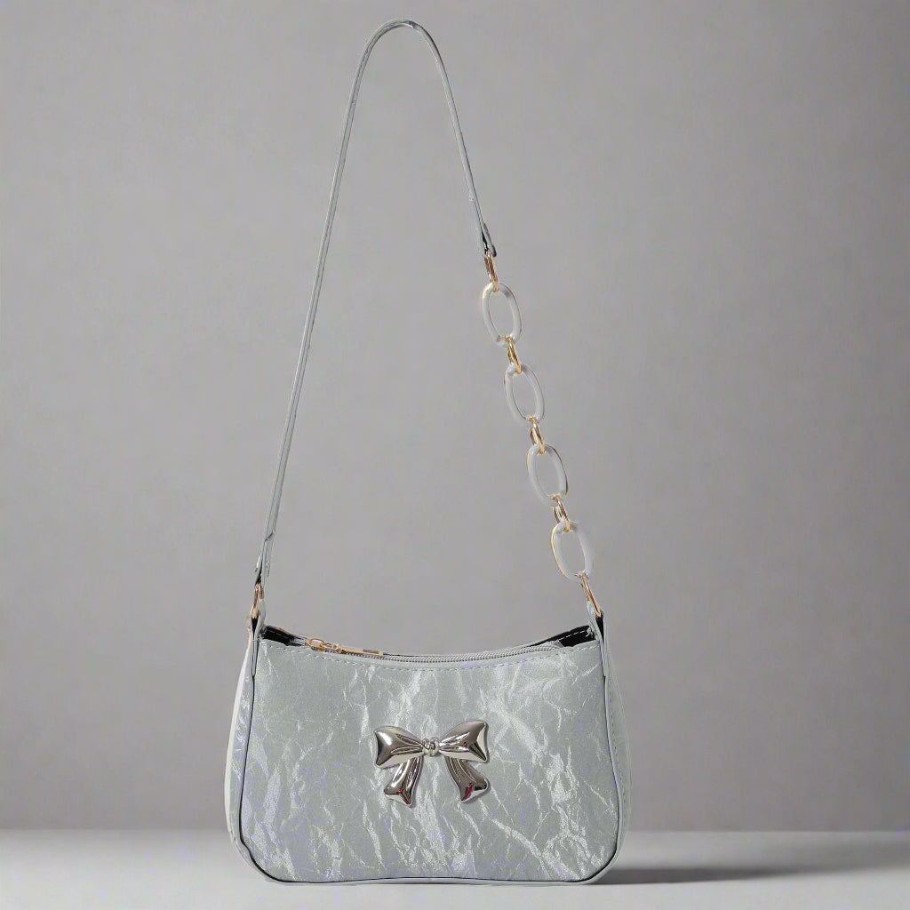 Women's Small One Shoulder Bag with a Metal Bow - ChoreGirl