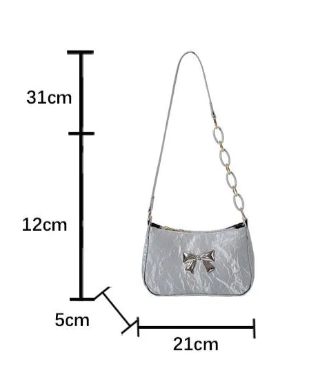 Women's Small One Shoulder Bag with a Metal Bow - ChoreGirl