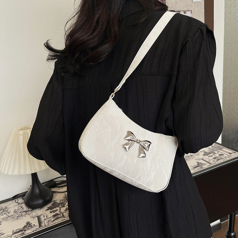 Women's Small One Shoulder Bag with a Metal Bow - ChoreGirl