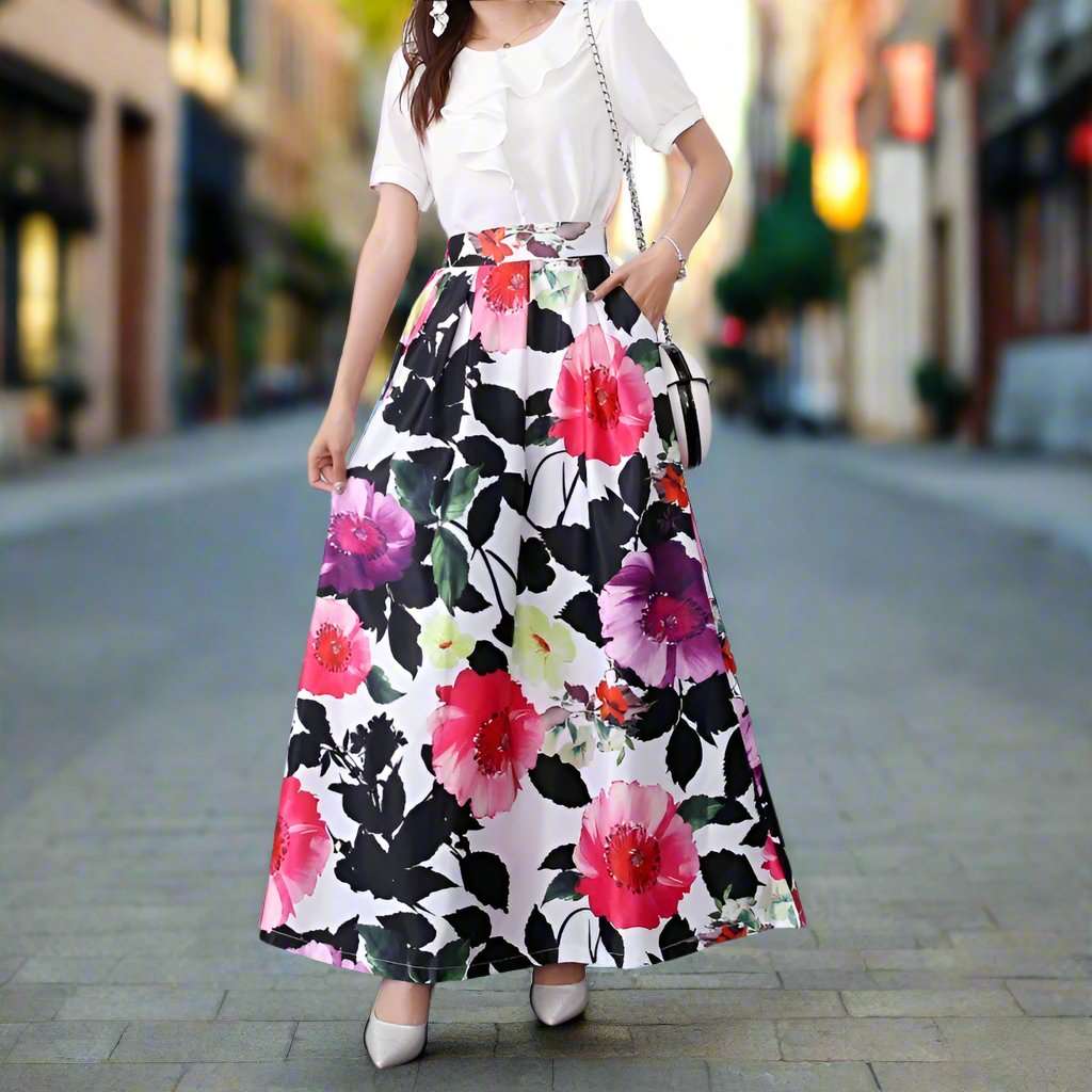 Women's Smooth Fabric Long A-line Skirt - ChoreGirl