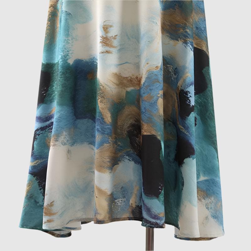 Women's Smooth High Waist Long Ink Print Skirt - ChoreGirl