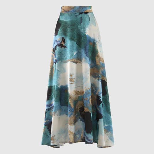 Women's Smooth High Waist Long Ink Print Skirt - ChoreGirl