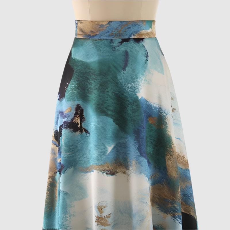 Women's Smooth High Waist Long Ink Print Skirt - ChoreGirl