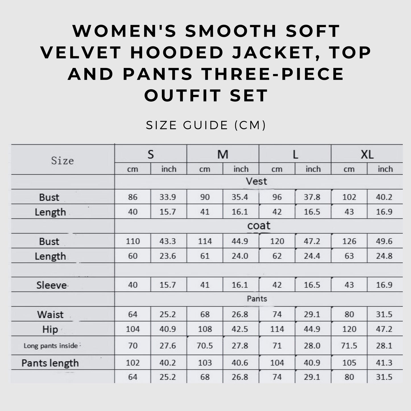 Women's Smooth Soft Velvet Hooded Jacket, Top and Pants Three-piece Outfit Set - ChoreGirl