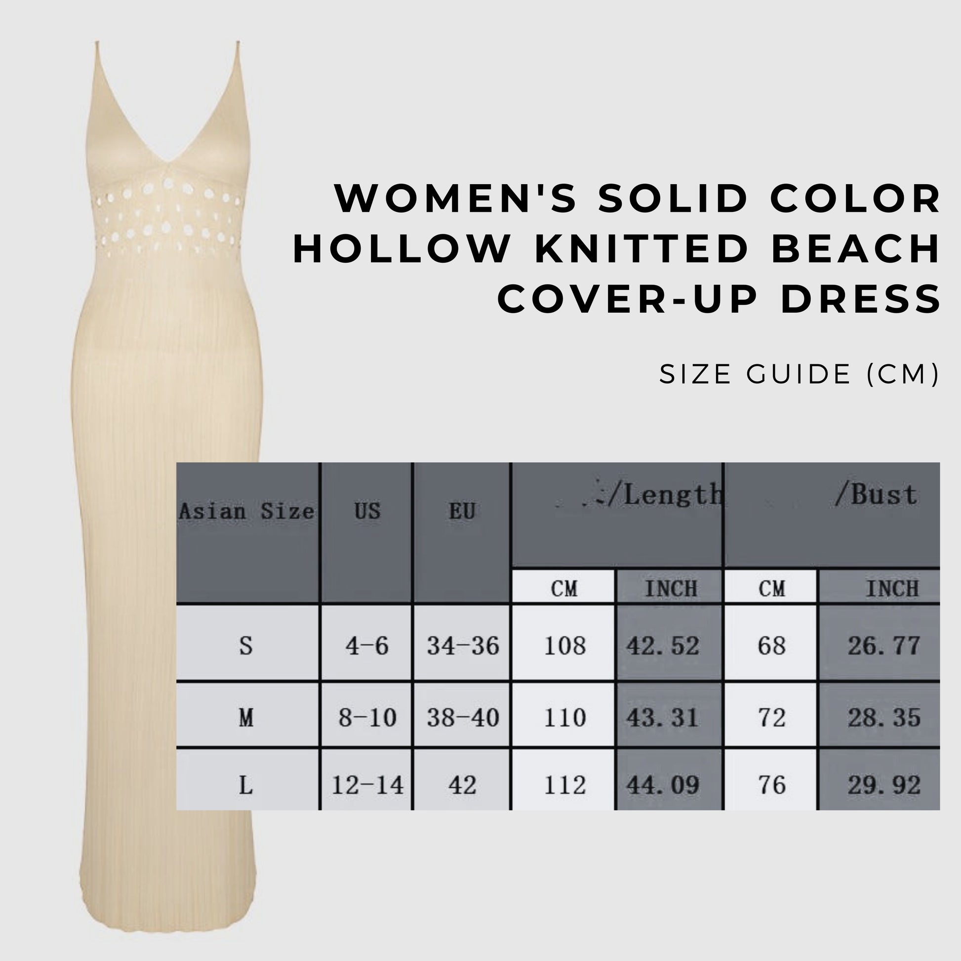 Women's Solid Color Hollow Knitted Beach Cover-up Dress - ChoreGirl