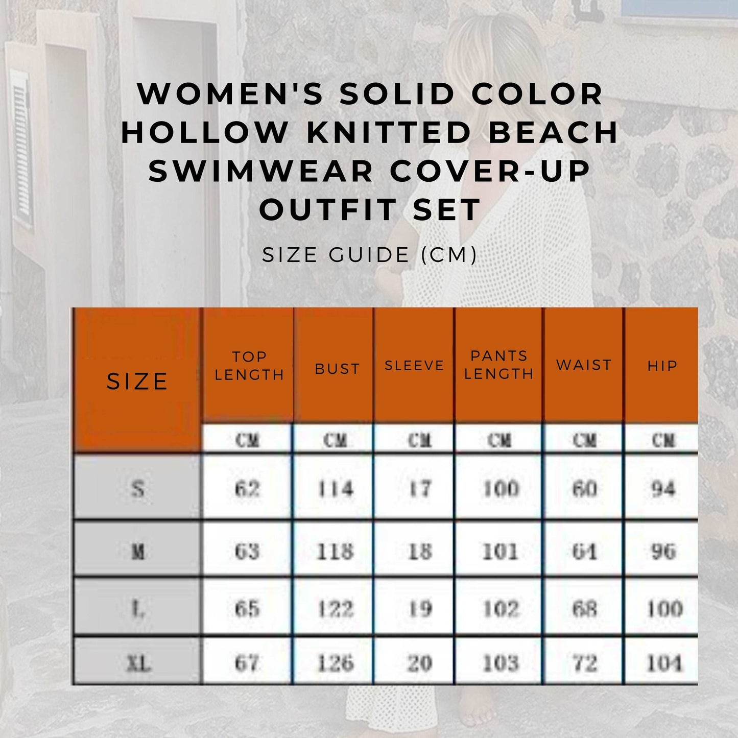Women's Solid Color Hollow Knitted Beach Swimwear Cover-up Outfit Set - ChoreGirl