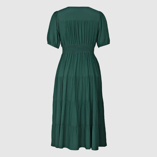 Women's Solid Color Short Sleeve Summer Dress - ChoreGirl