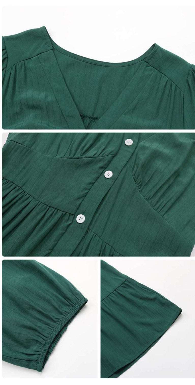 Women's Solid Color Short Sleeve Summer Dress - ChoreGirl