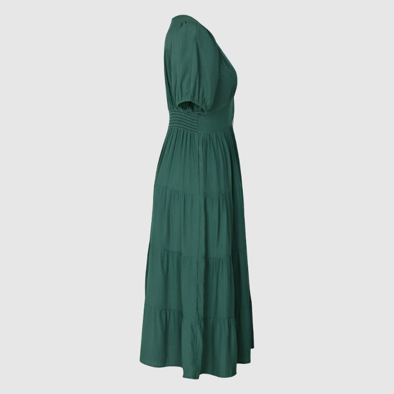 Women's Solid Color Short Sleeve Summer Dress - ChoreGirl