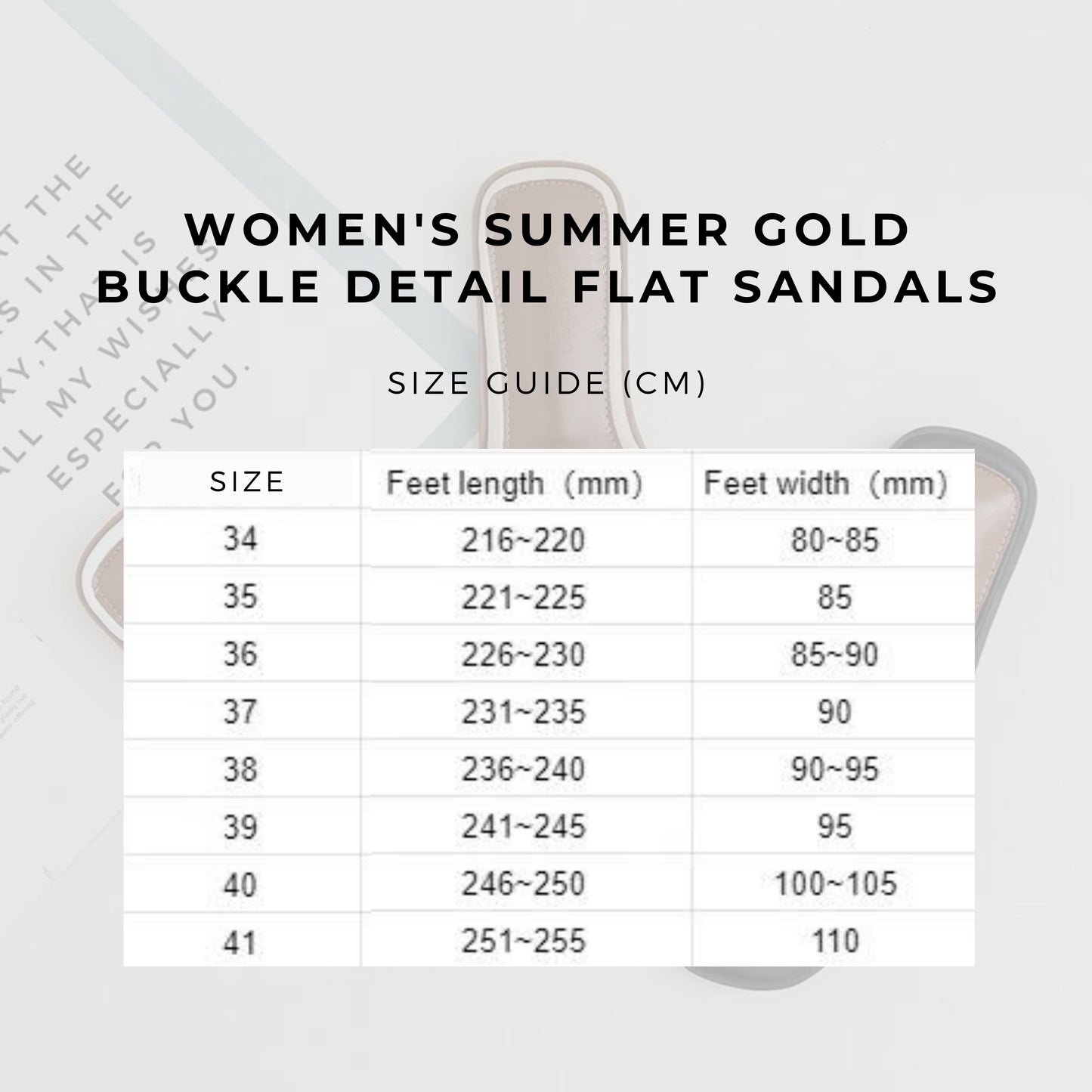 Women's Summer Gold Buckle Detail Flat Sandals - ChoreGirl