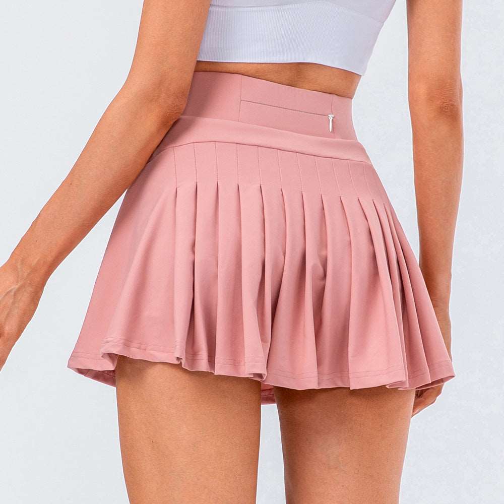 Women's Super Elastic Pleated Tennis Skirt With Shorts and Zipped Pocket - ChoreGirl