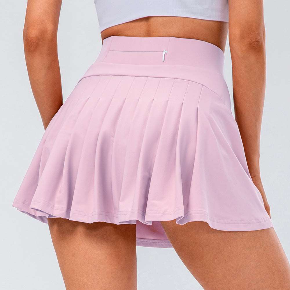 Women's Super Elastic Pleated Tennis Skirt With Shorts and Zipped Pocket - ChoreGirl