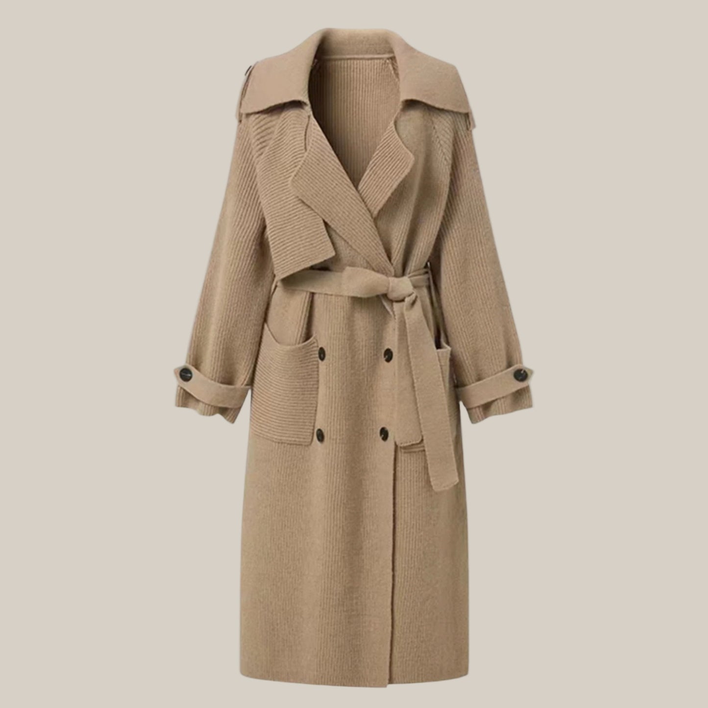 Women's Thick Loose Design Knit Long Cardigan Coat Made of Sheep Wool - ChoreGirl
