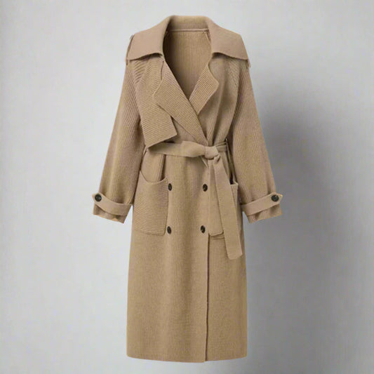Women's Thick Loose Design Knit Long Cardigan Coat Made of Sheep Wool - ChoreGirl