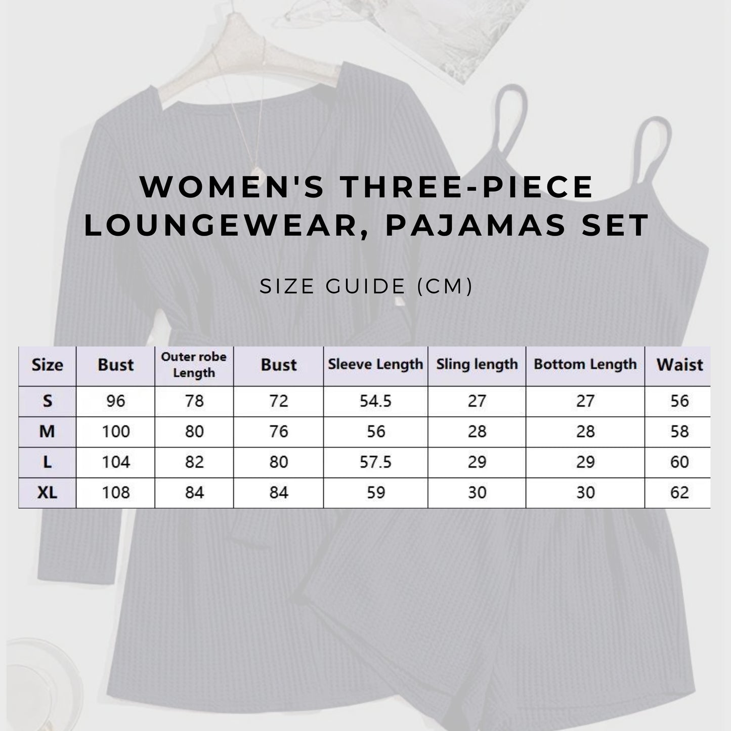 Women's Three-piece Loungewear, Pajamas Set - ChoreGirl