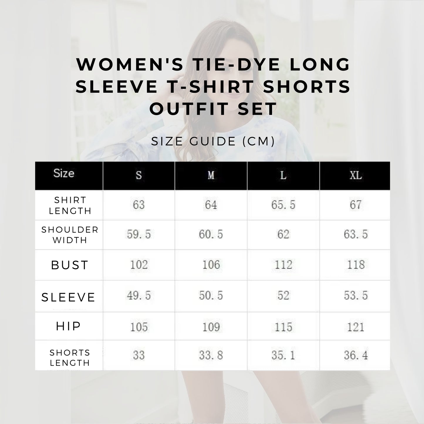 Women's Tie-dye Long Sleeve T-shirt Shorts Outfit Set - ChoreGirl