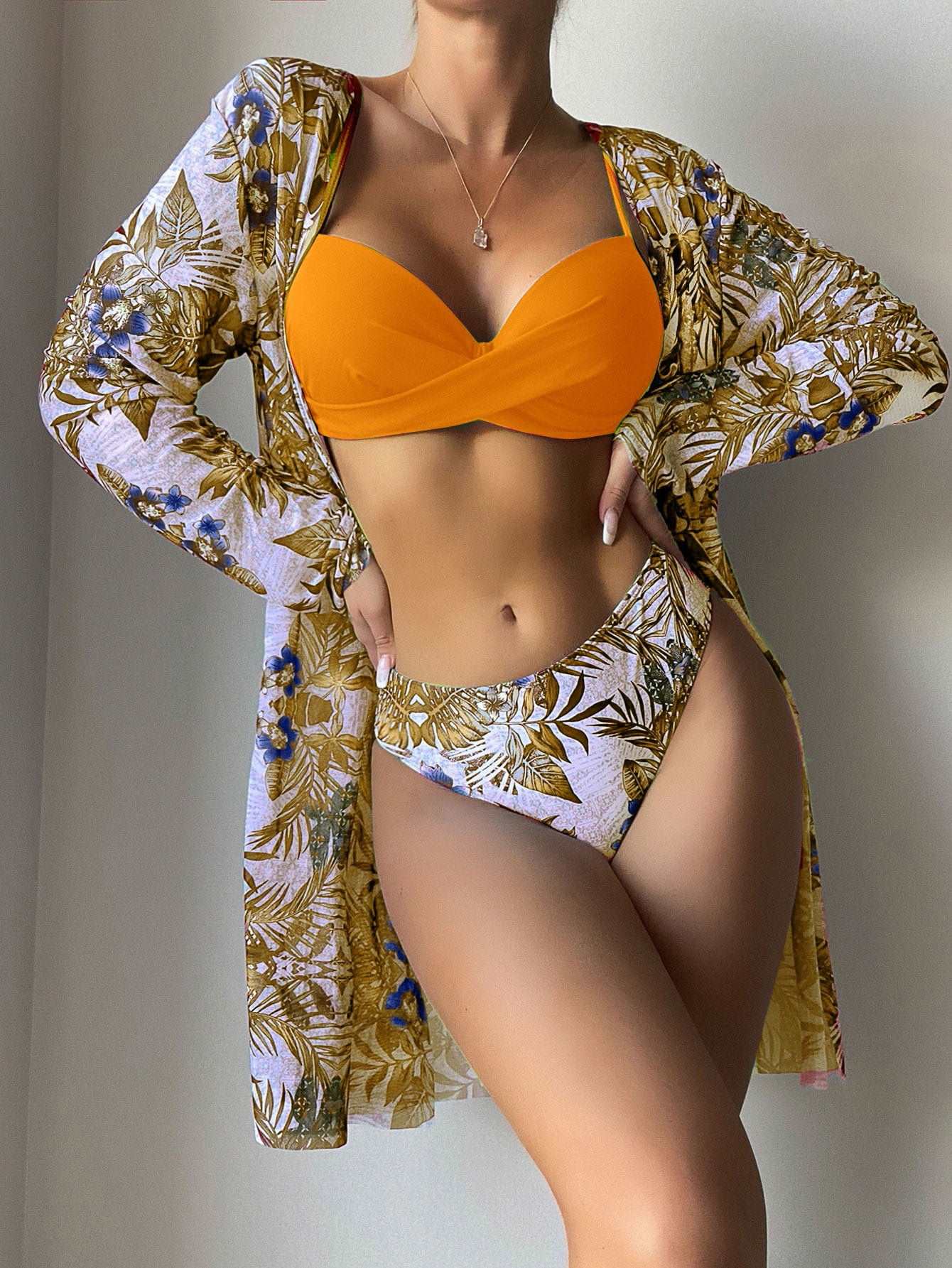 Women's Top, Pants and Cover-up Robe Three-piece Swimsuit - ChoreGirl
