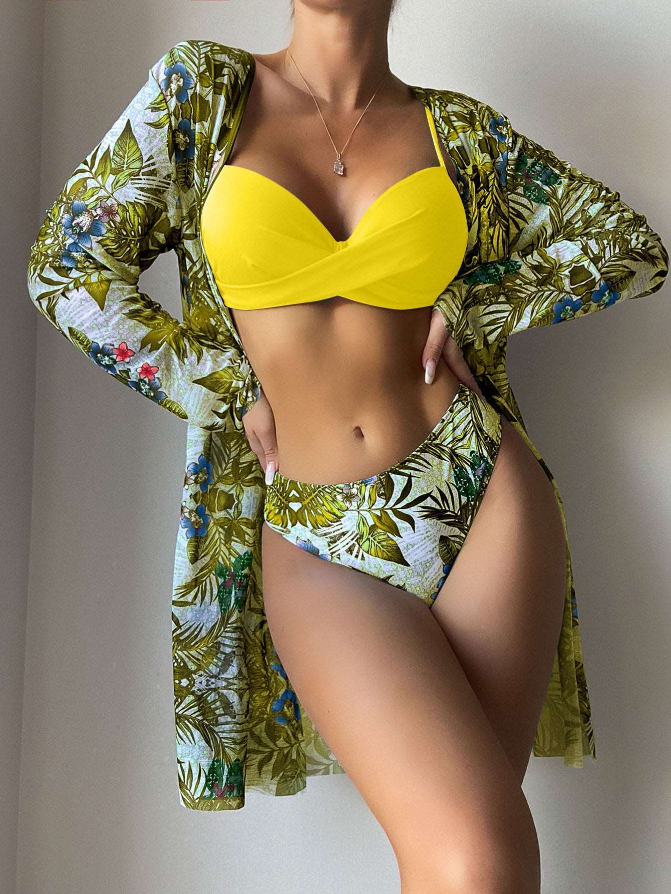 Women's Top, Pants and Cover-up Robe Three-piece Swimsuit - ChoreGirl