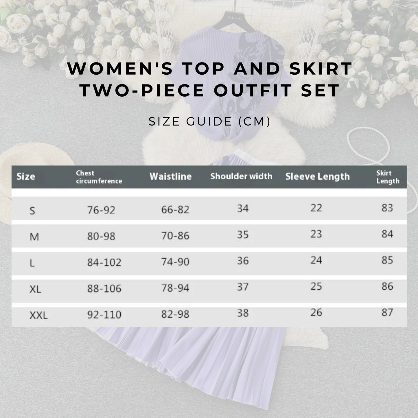 Women's Short-sleeved Top and High Waist Pleated Skirt Two-piece Outfit Set - ChoreGirl