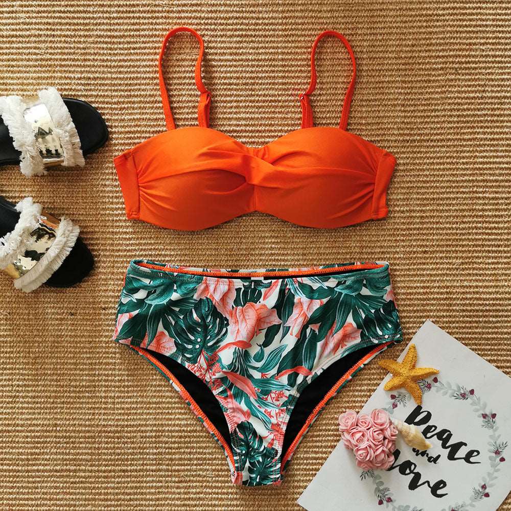 Women's Two-piece Floral Print Swimsuit - ChoreGirl