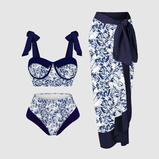 Women's Two-piece Swimsuit and Cover Scarf Set - ChoreGirl